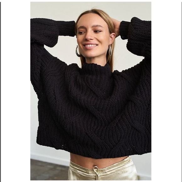 Free People seasons change sweater XS black cropped sweater - Picture 1 of 3